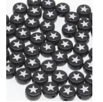 star beads black white 10pcs