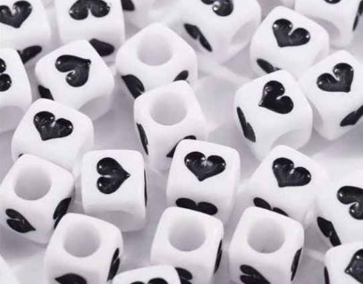 black hearts bead per piece