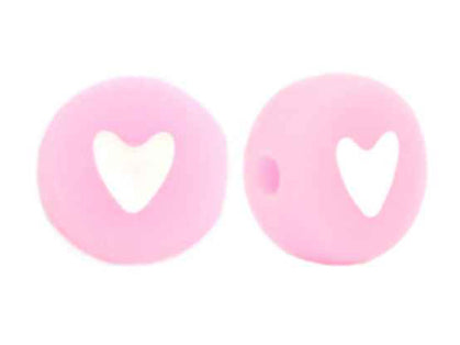 pastel pink hearts beads 10pcs