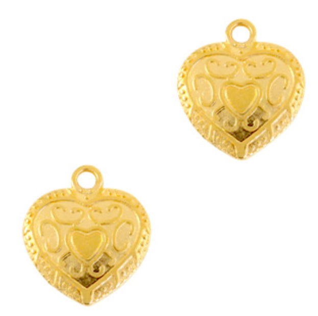 gold heart flower charm 1st