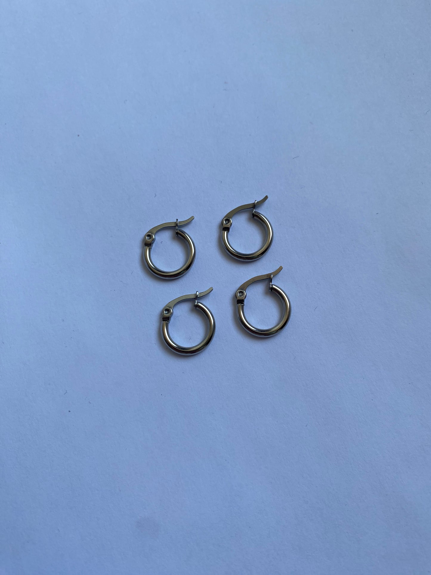 silver 10mm hoops pp. stainless steel