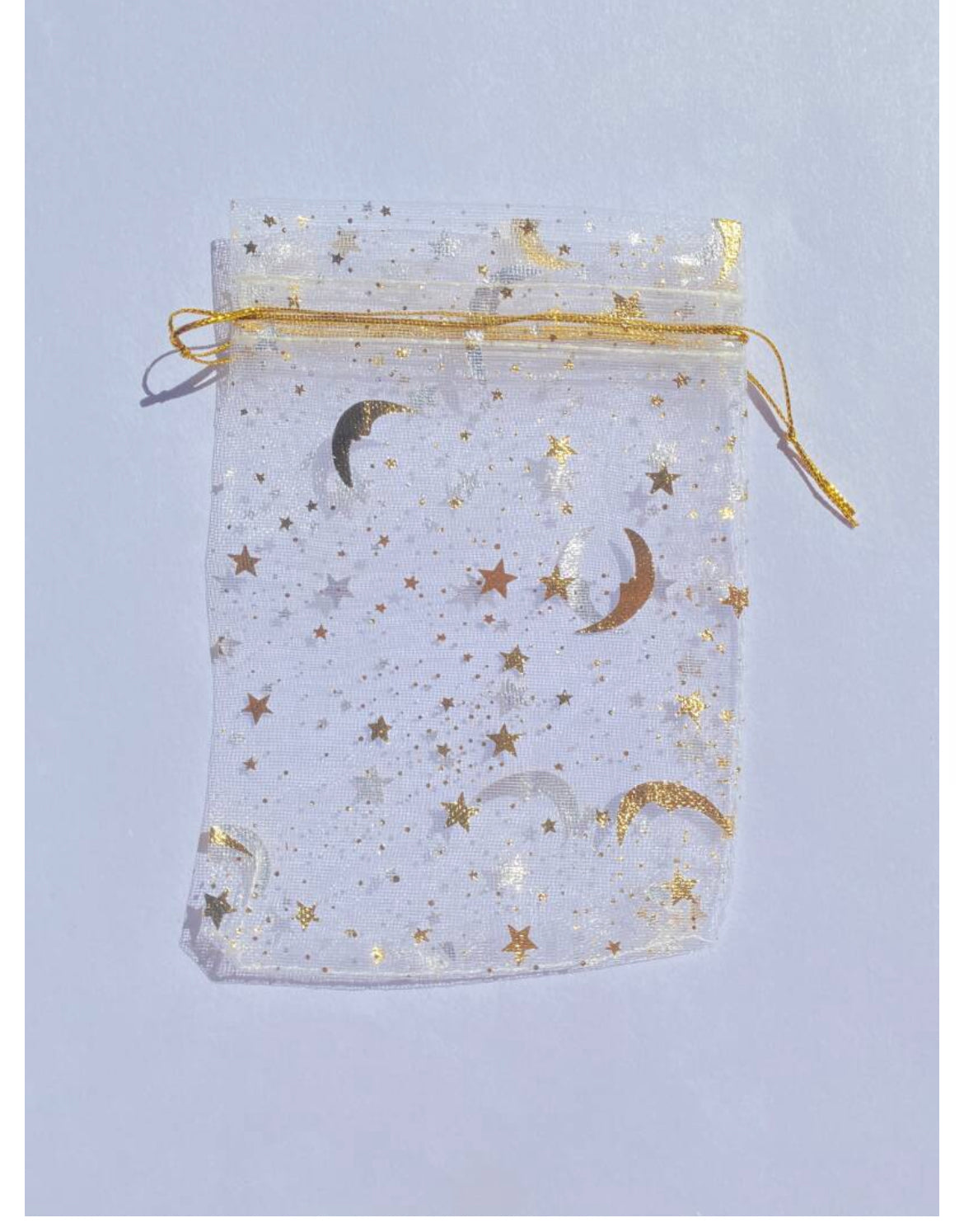 organza bag white gold