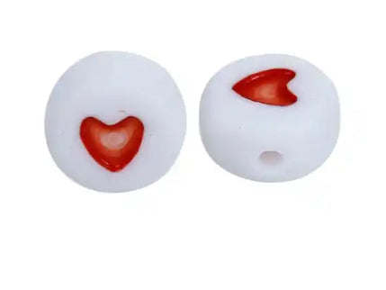 hearts beads red 10pcs
