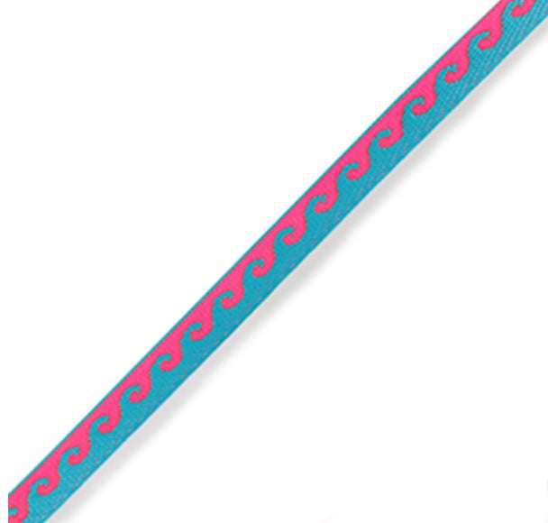 waves ribbon blue pink 1m