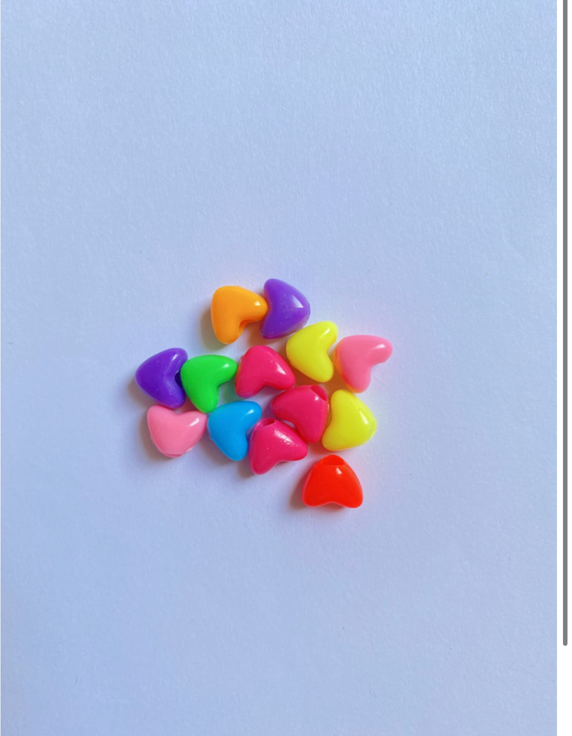 multi color acrylic heart beads 5pcs