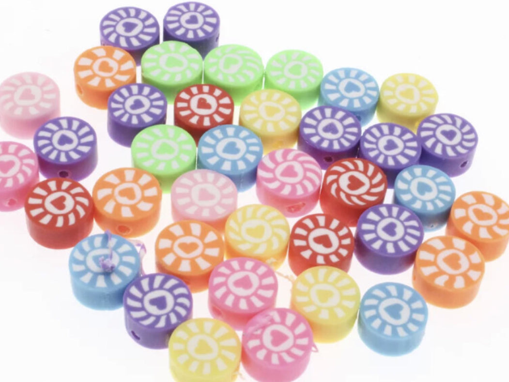 round heart polymer beads multi color 1st