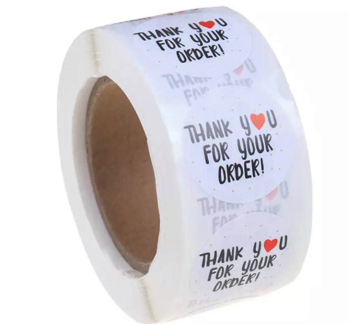 thank you for your order white sticker roll