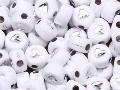 silver heart beads 10pcs