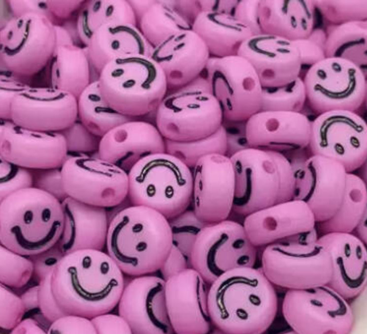 taffy pink smiley beads (mini) 5pcs