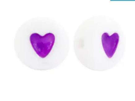 heart beads purple 10pcs