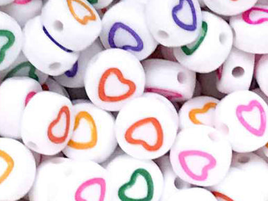 multi color hearts beads open 10pcs
