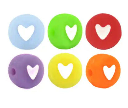 pastel hearts beads multi color 10pcs
