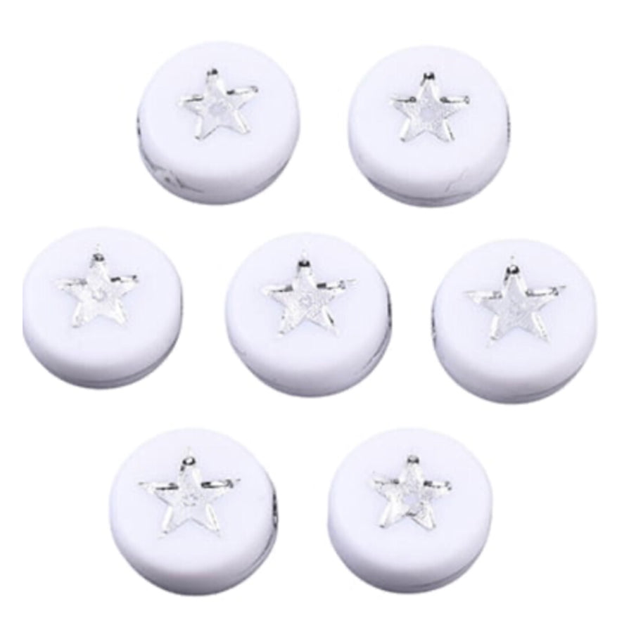 silver star beads 10pcs