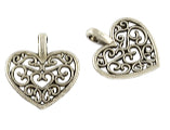 flower heart charm 1pc