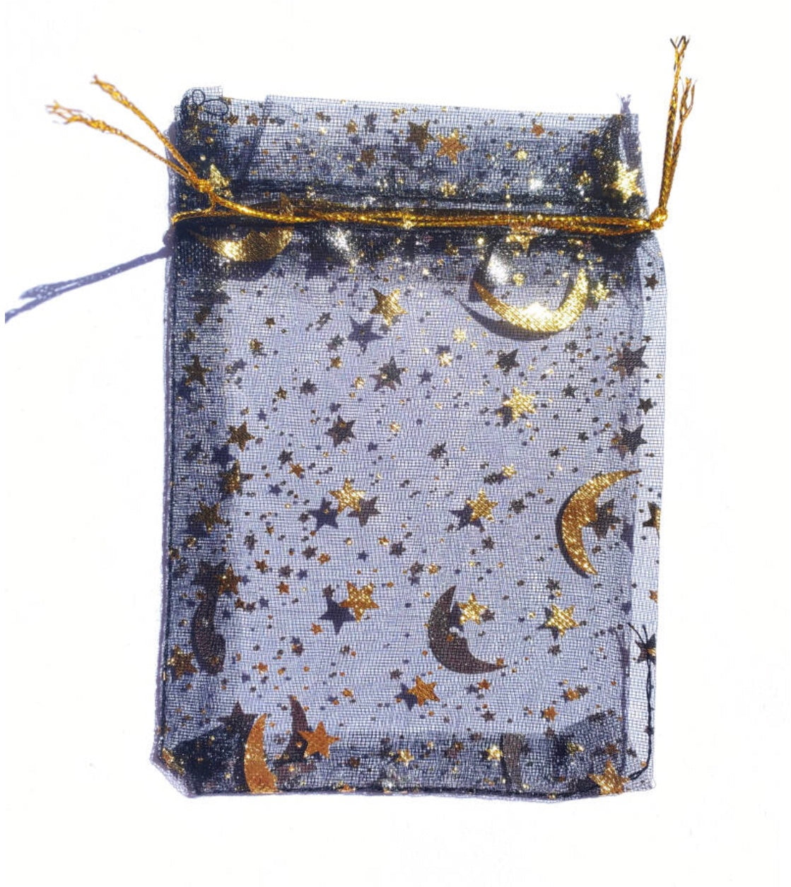 organza bag black gold