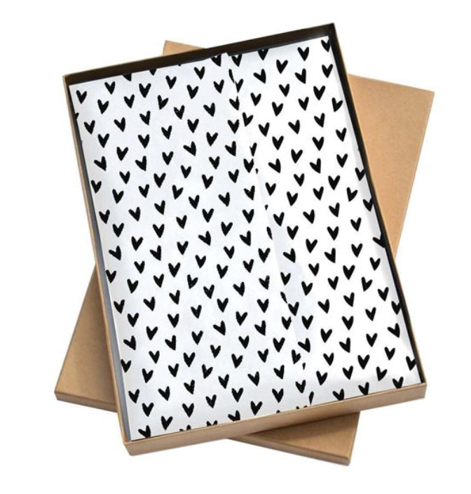tissue paper hearts black and white 4pcs