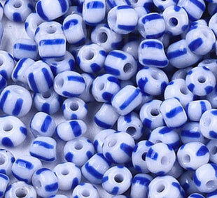 stripes beads blue 3mm