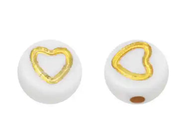 gold heart beads open 10pcs