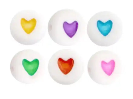 multi color hearts beads 10pcs