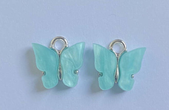 green butterfly charm silver