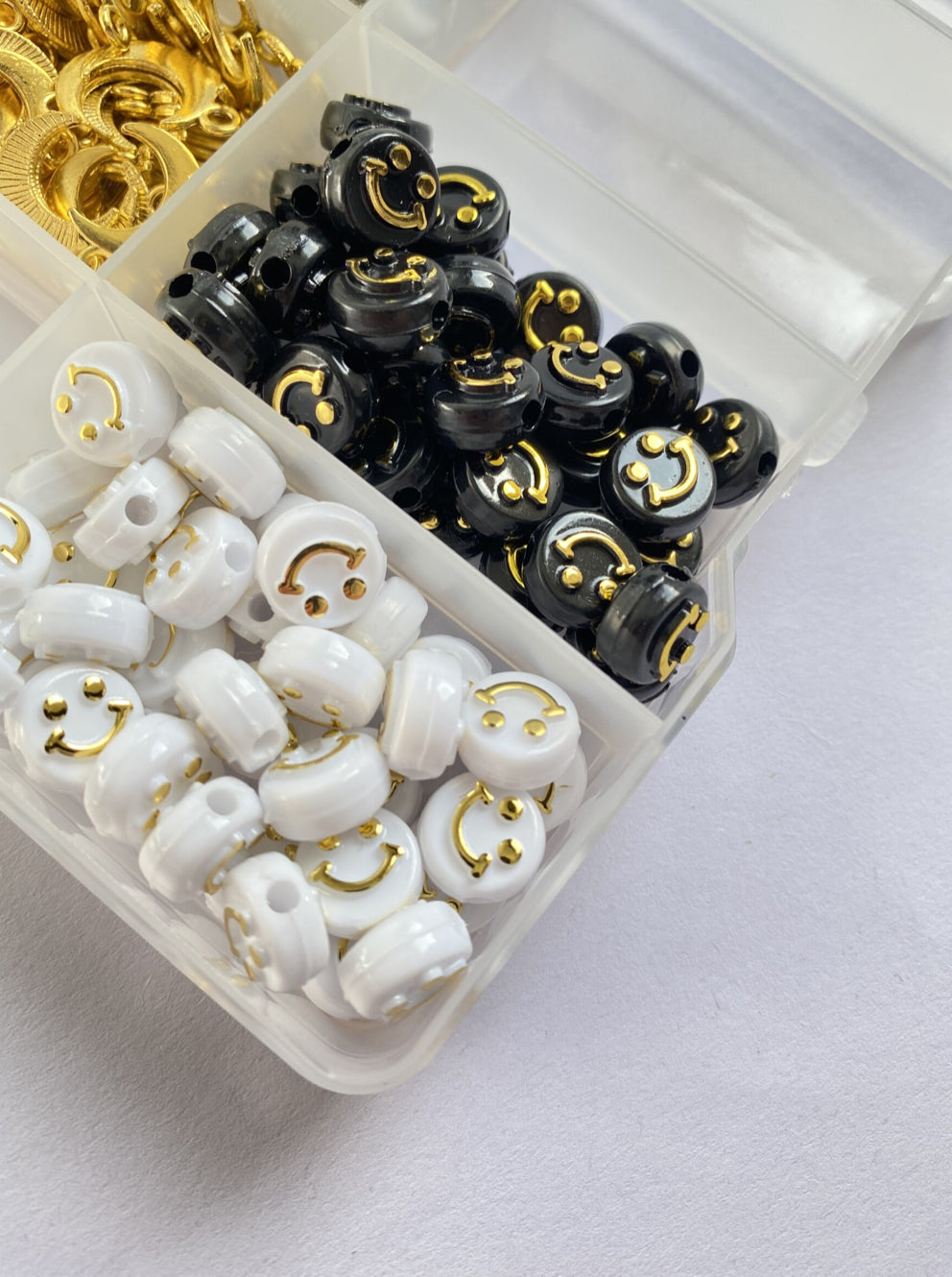 smiley bead black gold 1pc