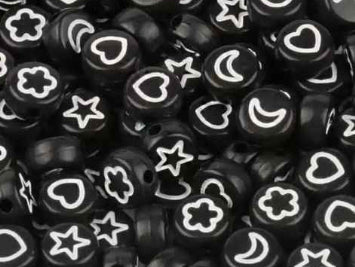 black and white figure beads 10pcs