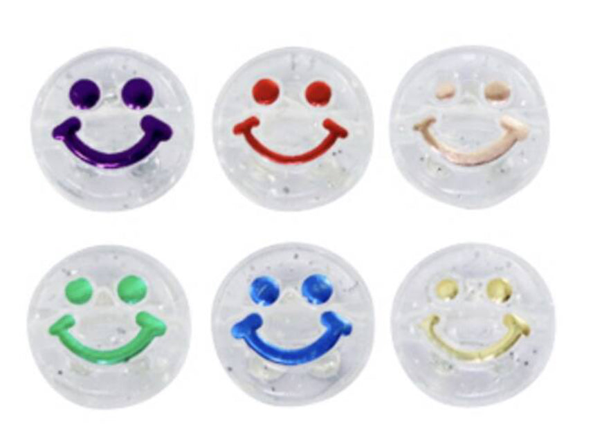 transparent smiley bead 1pc