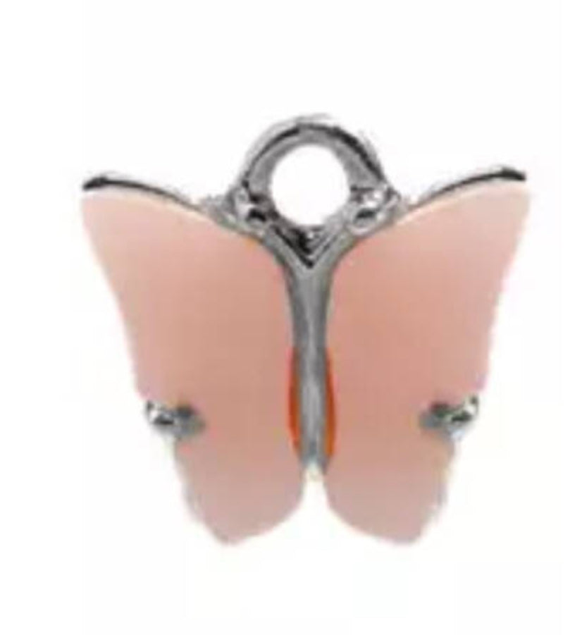 pink butterfly charm silver