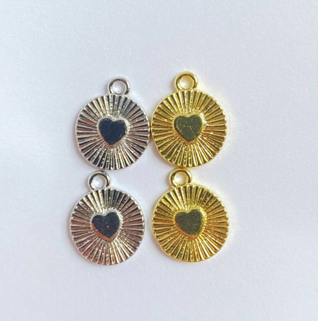 heart round charm stainless steel