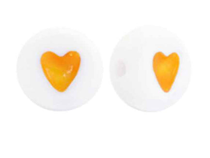 hearts beads orange 10pcs
