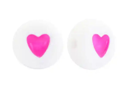 hearts beads pink 10pcs