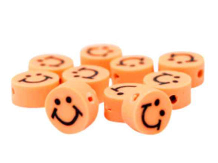 oranje smiley polymeer kraal 1st